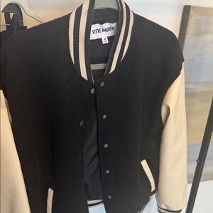 Steve Madden Black and Cream Bomber Jacket